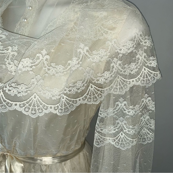 v i n t a g e :: Romantic Cottagecore Floral Lace Maxi Dress Bishop Sleeves - Picture 5 of 16